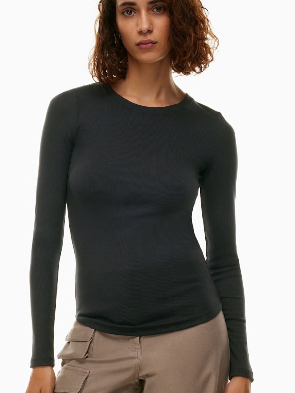 Wilfred Free Go-To Black Ribbed Long Sleeved Tee